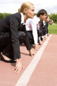 Business People at Track Start Line