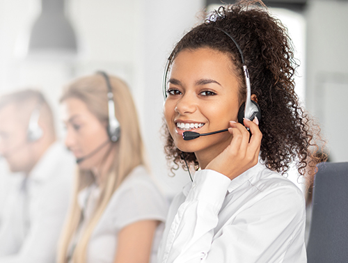 Woman on headset