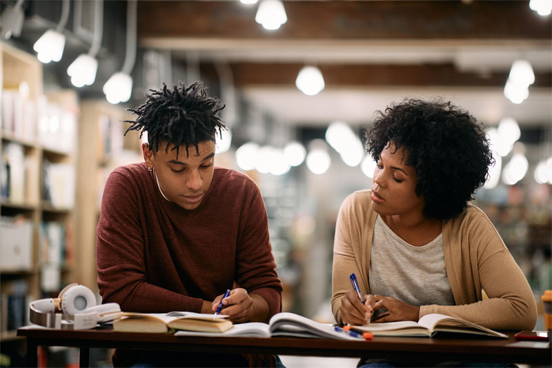 Female Tutor Working With Male Student