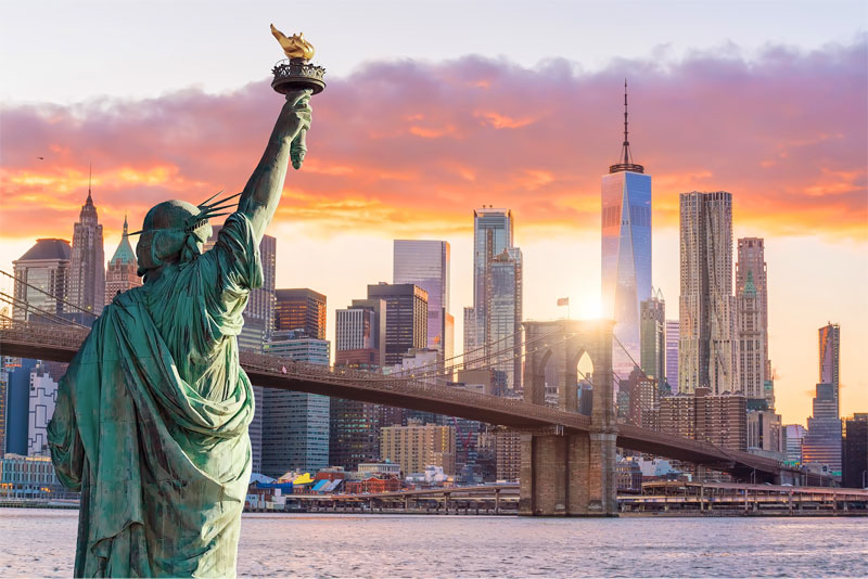 New York Skyline Against Water