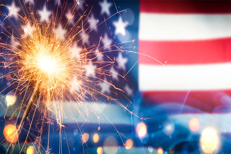 Sparkler In Front of American Flag