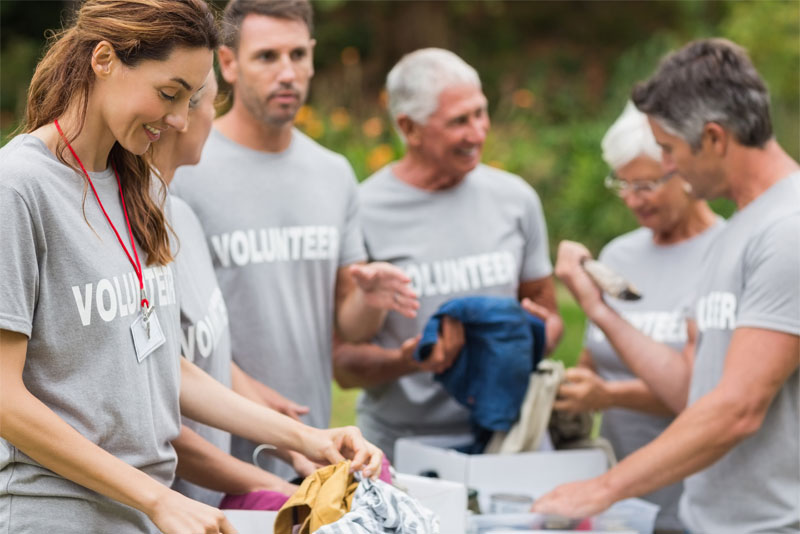 Volunteers Working Outside